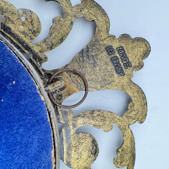 Vintage Brass Oval Floral Picture Frames With Convex Bubble Glass Made In Italy - Picture 15 of 16